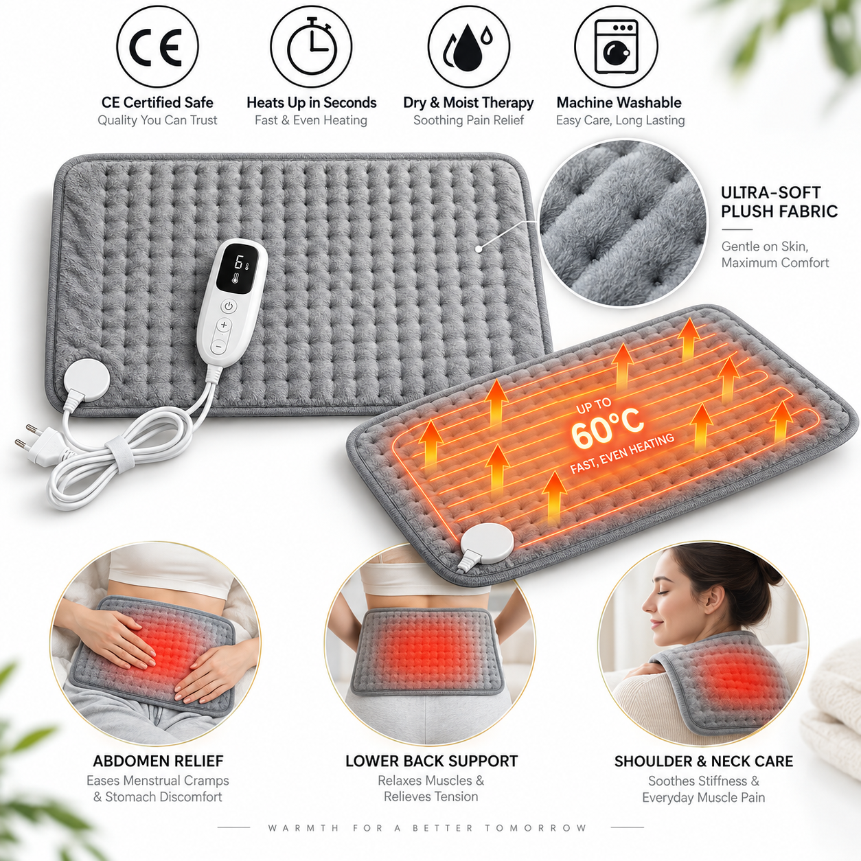 Heated Therapy Pad for Back, Neck & Muscle Relief
