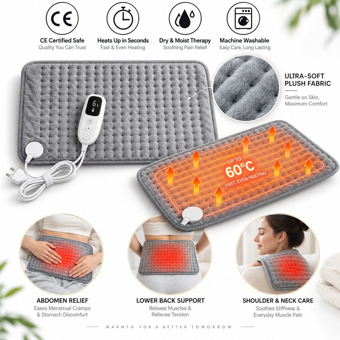 Heated Therapy Pad for Back, Neck & Muscle Relief