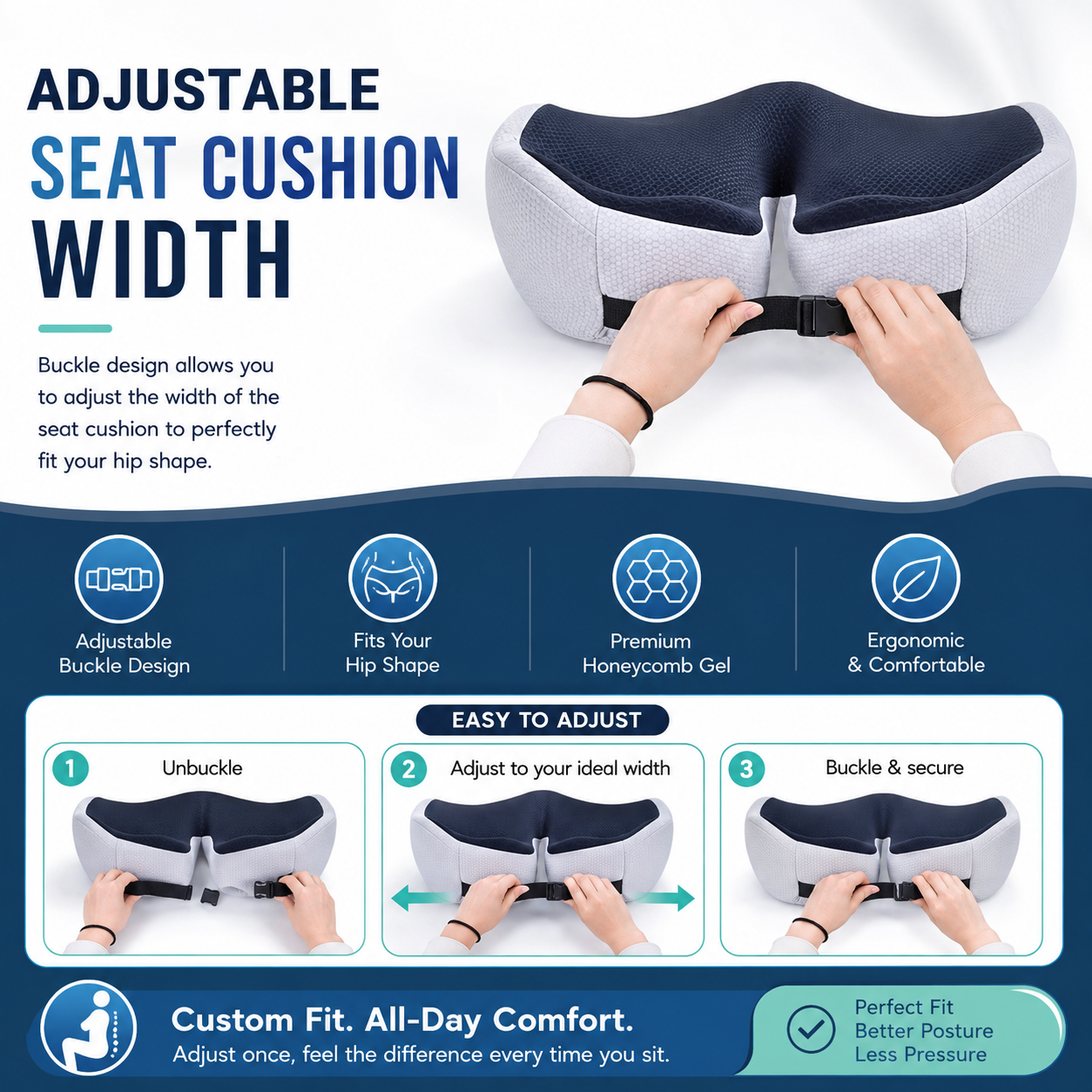 Sciatica Relief Cushion for Tailbone, Hip & Lower Back Support