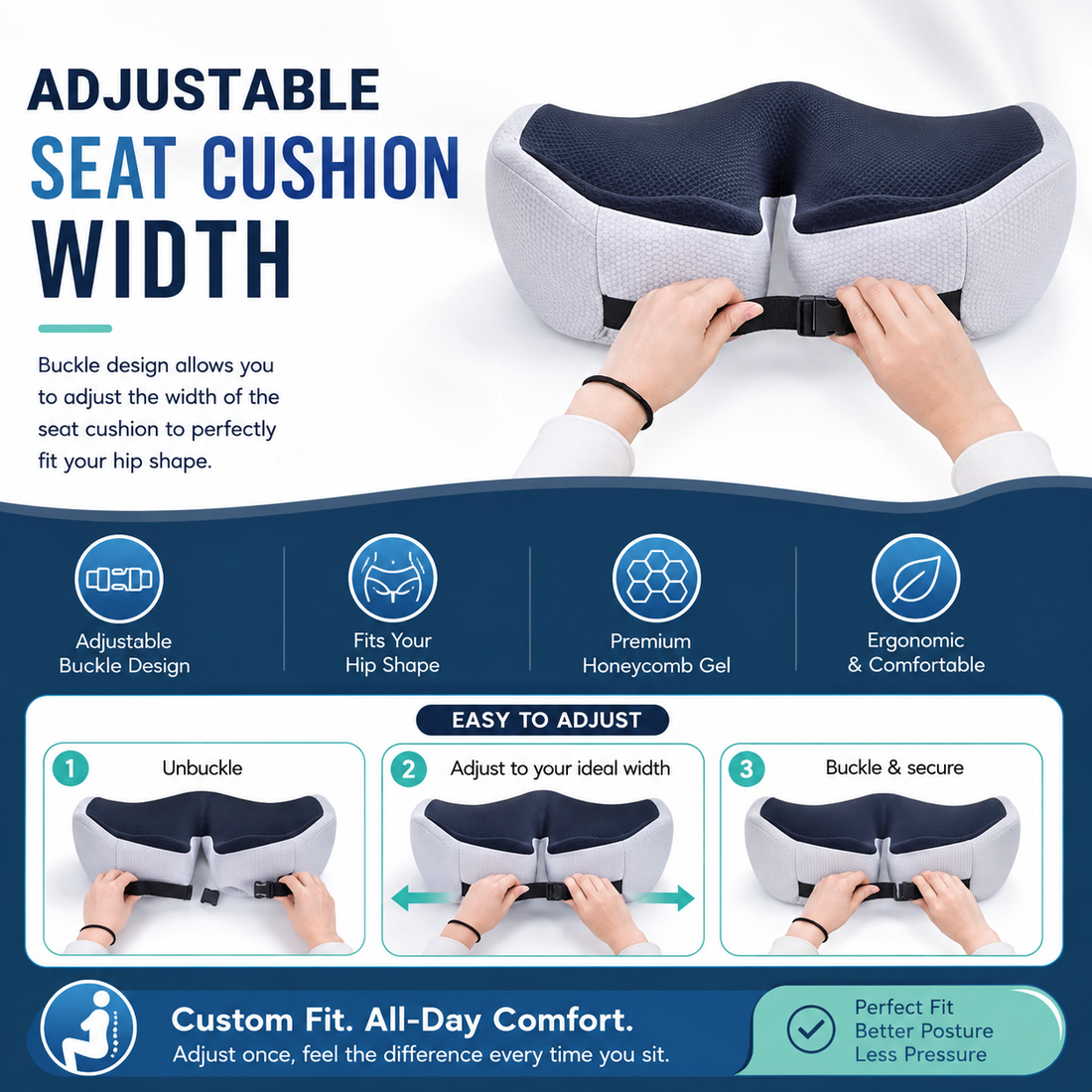 Sciatica Relief Cushion for Tailbone, Hip & Lower Back Support