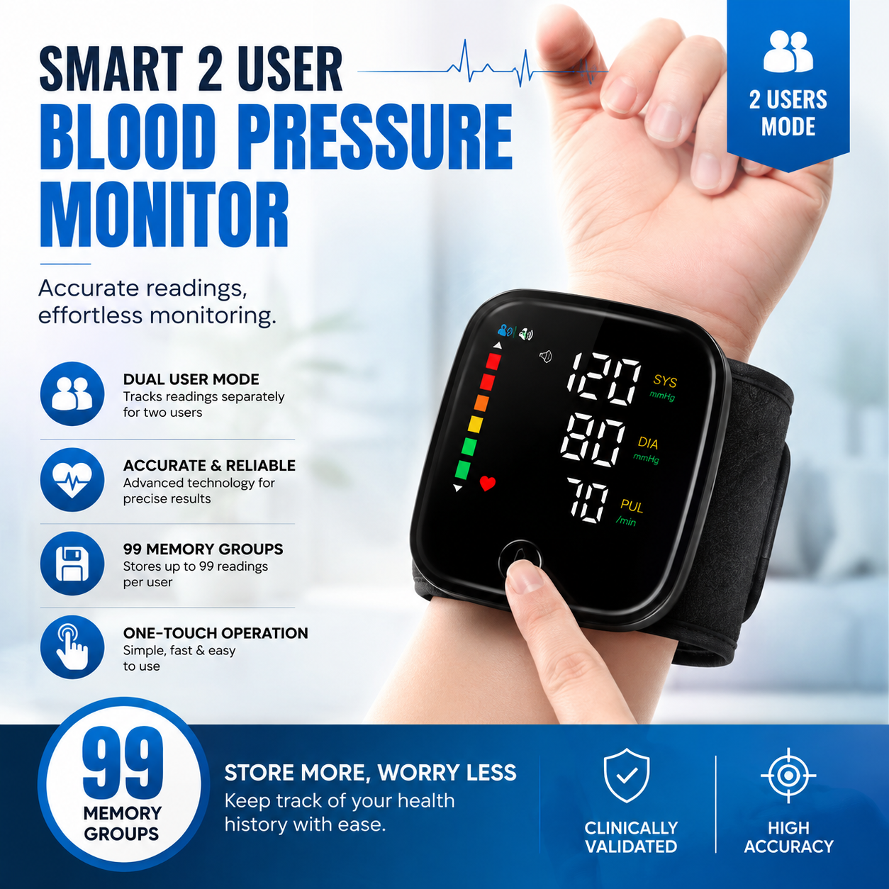 Portable Wrist Blood Pressure Monitor