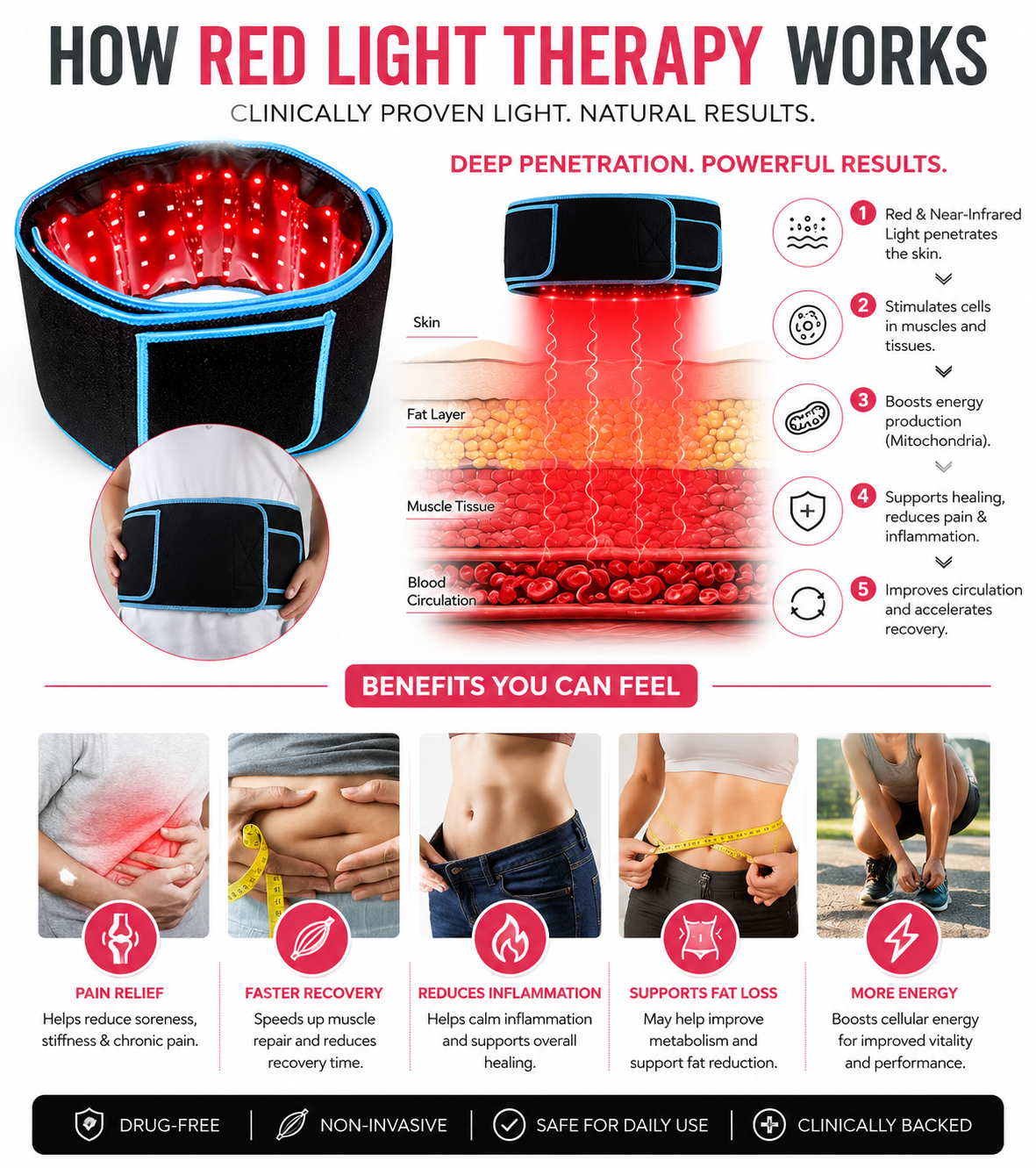 Red Light Therapy Slimming Belt | Tone, Shape & Relax