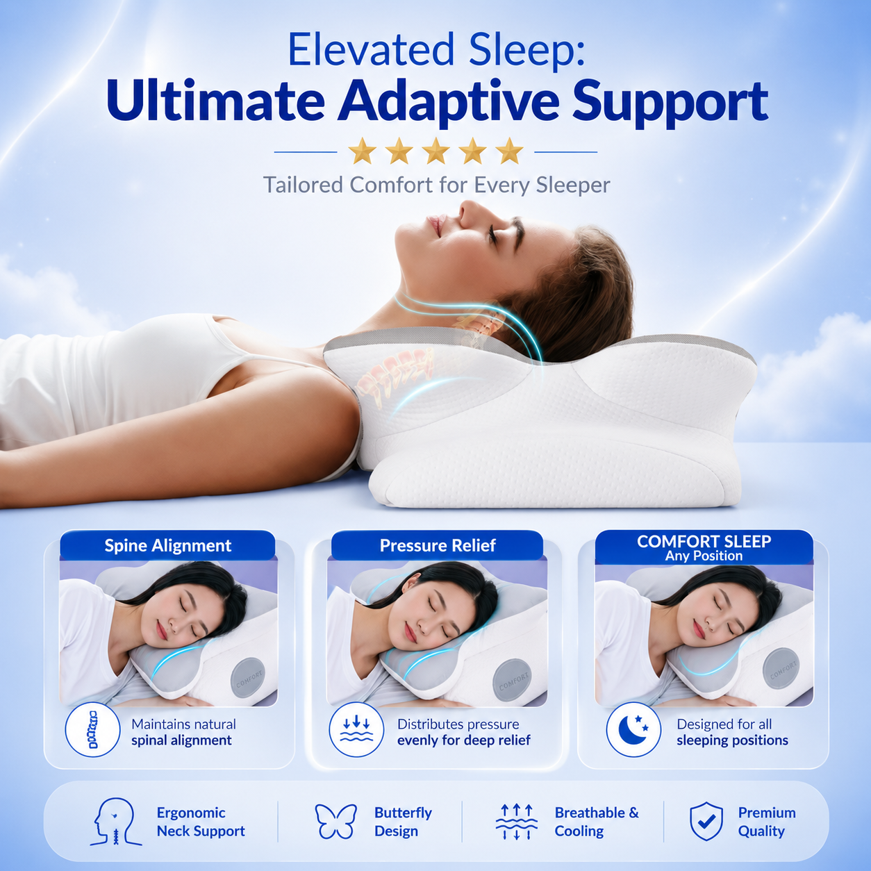 Orthopaedic Pillow for Neck Pain, Shoulder Support & Better Posture