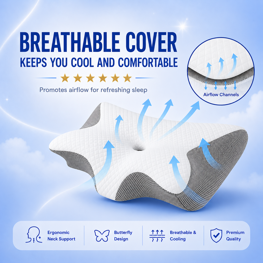 Orthopaedic Pillow for Neck Pain, Shoulder Support & Better Posture