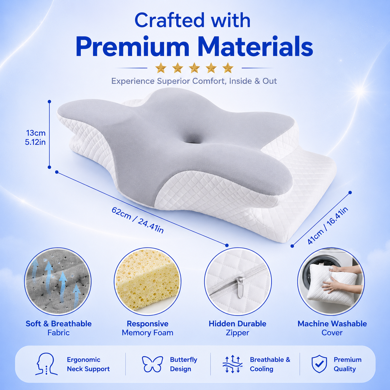 Orthopaedic Pillow for Neck Pain, Shoulder Support & Better Posture