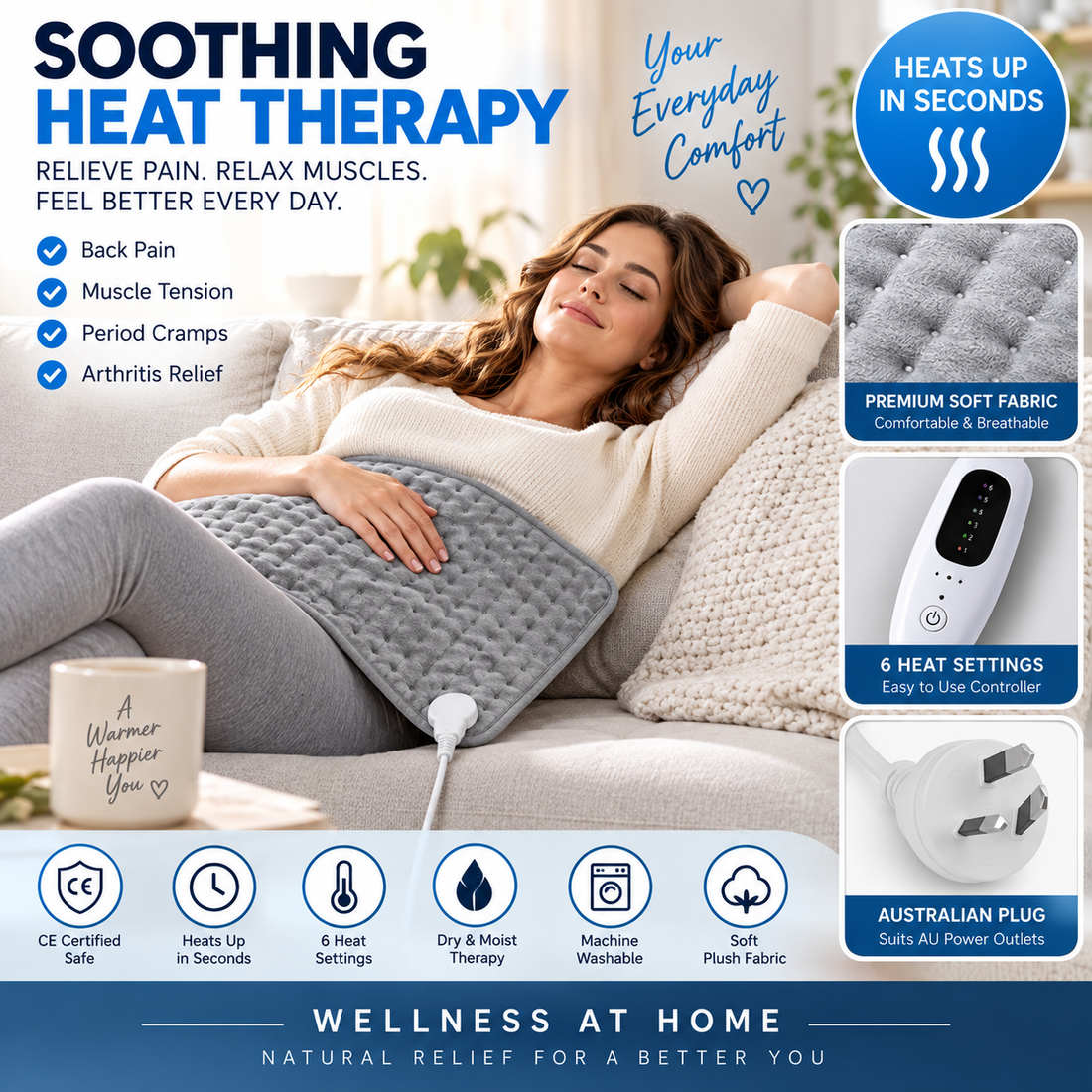 Heated Therapy Pad for Back, Neck & Muscle Relief